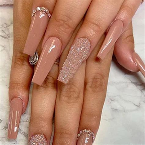 nude long coffin nails|19 Stylish Nude Coffin Nails You Can Copy .